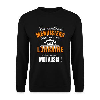 Cadeau Homme Menuisier Lorrain Anniversaire Noel - Sweat-shirt Unisexe - noir - Devant - Alina (178cm) & Michal (187cm)