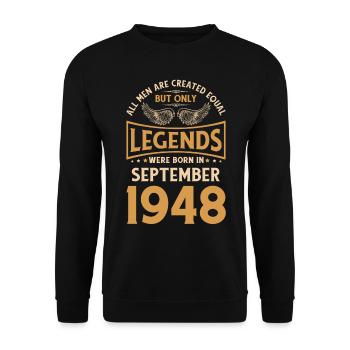 Birthday The Legends were published in September 1948 g - Unisex Sweatshirt - black - Front - Alina (178cm) & Michal (187cm)