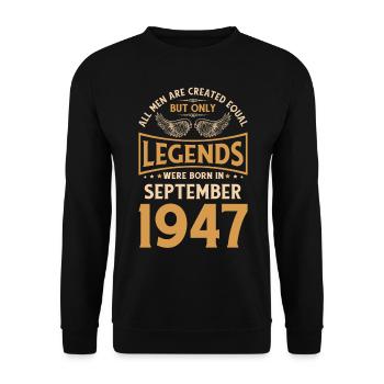 Geburtstag Die Legenden wurden im September 1947 g - Unisex Pullover - Schwarz - Vorne - Alina (178cm) & Michal (187cm)