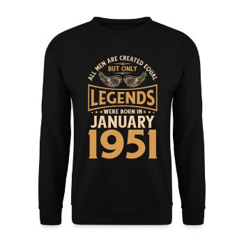 Anniversaire Les légendes ont été gebo en janvier 1951 - Sweat-shirt Unisexe - noir - Devant - Alina (178cm) & Michal (187cm)
