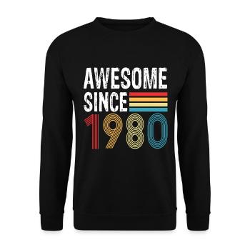 Awesome Since 1980 Geburtstag 1980 Vintage 1980 - Unisex Pullover - Schwarz - Vorne - Alina (178cm) & Michal (187cm)