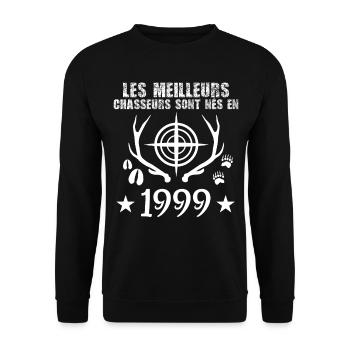 Chasseur | Anniversaire chasseur 1999 - Sweat-shirt Unisexe - noir - Devant - Alina (178cm) & Michal (187cm)