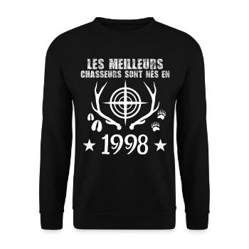 Chasseur | Anniversaire chasseur 1998 - Sweat-shirt Unisexe - noir - Devant - Alina (178cm) & Michal (187cm)