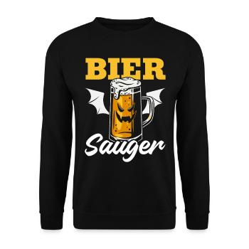 Halloween Bier Sauger I Halloween Bier Vampir - Unisex Pullover - Schwarz - Vorne - Alina (178cm) & Michal (187cm)