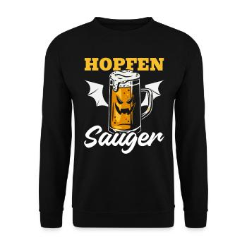 Halloween Hopfen Sauger I Bier Fledermaus - Unisex Pullover - Schwarz - Vorne - Alina (178cm) & Michal (187cm)