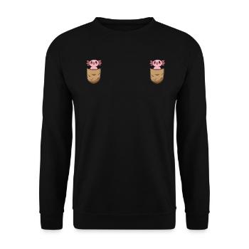 Axolotl Chest Pocket Cute Axolotl Kawaii Axolotl - Unisex Sweatshirt - black - Front - Alina (178cm) & Michal (187cm)