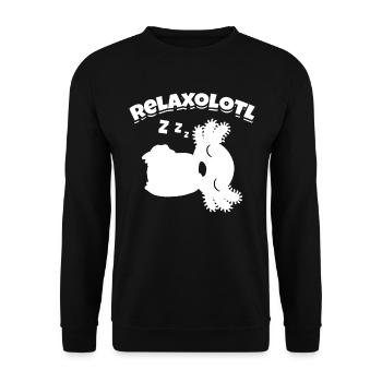 Drôle d’Axolotl Relaxant - Axolotl Relaxolotl - Sweat-shirt Unisexe - noir - Devant - Alina (178cm) & Michal (187cm)