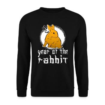 Chinesisches Hase Schriftzeichen Neujahr 2023 - Unisex Pullover - Schwarz - Vorne - Alina (178cm) & Michal (187cm)