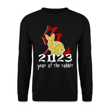 Personnage de lapin chinois Nouvel An 2023 - Sweat-shirt Unisexe - noir - Devant - Alina (178cm) & Michal (187cm)