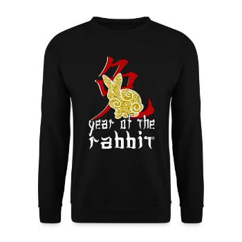 Chinese Rabbit Character New Year 2023 - Unisex Sweatshirt - black - Front - Alina (178cm) & Michal (187cm)