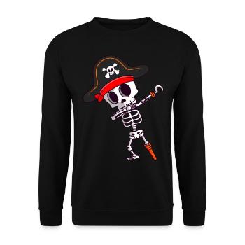 Dabbing Skeleton Pirate Pirates Spooky Halloween - Unisex Sweatshirt - black - Front - Alina (178cm) & Michal (187cm)