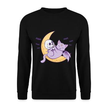 Kawaii Pastel Goth Moon Gothic Cat Halloween - Unisex Sweatshirt - black - Front - Alina (178cm) & Michal (187cm)