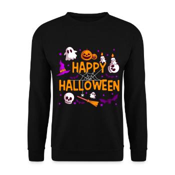 Happy Halloween Pumpkin Lantern Ghost Ghost - Unisex Sweatshirt - black - Front - Alina (178cm) & Michal (187cm)