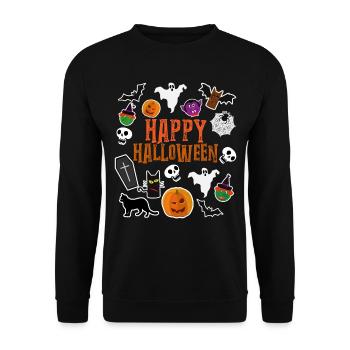 Joyeux Halloween Citrouille Lanterne Fantôme Fantôme - Sweat-shirt Unisexe - noir - Devant - Alina (178cm) & Michal (187cm)