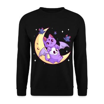 Kawaii Pastel Goth Moon Gothic Cat Halloween - Unisex Sweatshirt - black - Front - Alina (178cm) & Michal (187cm)