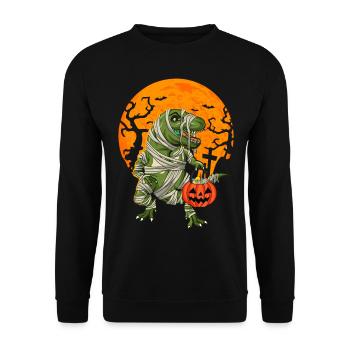 Mummy T-rex Dinosaur Tyrannosaurus Halloween - Unisex Sweatshirt - black - Front - Alina (178cm) & Michal (187cm)