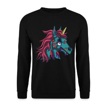 Zombiecorn Zombie Licorne Gothique Gothique Halloween - Sweat-shirt Unisexe - noir - Devant - Alina (178cm) & Michal (187cm)