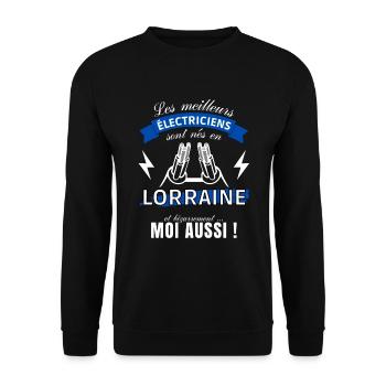 Cadeau Homme électricien Lorrain Anniversaire Noel - Sweat-shirt Unisexe - noir - Devant - Alina (178cm) & Michal (187cm)