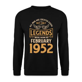 70. Geburtstag 70 Legendär Februar 1952 - Unisex Pullover - Schwarz - Vorne - Alina (178cm) & Michal (187cm)