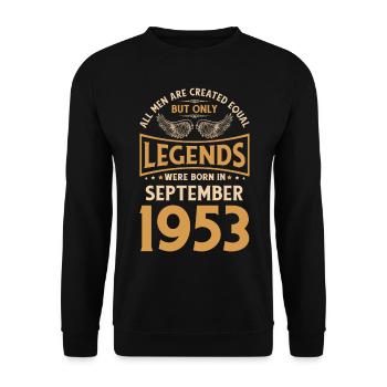 70. Geburtstag Die Legenden wurden im September 19 - Unisex Pullover - Schwarz - Vorne - Alina (178cm) & Michal (187cm)