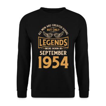 Geburtstag Die Legenden wurden im September 1954 g - Unisex Pullover - Schwarz - Vorne - Alina (178cm) & Michal (187cm)