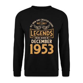 70. Geburtstag Die Legenden wurden im Dezember 195 - Unisex Pullover - Schwarz - Vorne - Alina (178cm) & Michal (187cm)