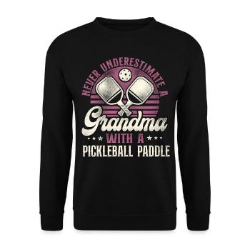 Pickleball Grandma Retro Never - Unisex Pullover - Schwarz - Vorne - Alina (178cm) & Michal (187cm)