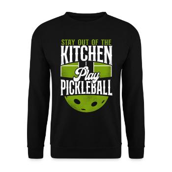 Pickleball Stay Out Of The Kitchen - Unisex Pullover - Schwarz - Vorne - Alina (178cm) & Michal (187cm)