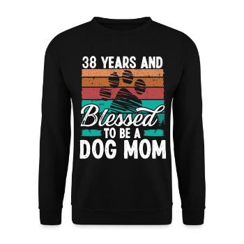 38 Year Old Dog Mom 38 Birthday Retro Dog Mother - Unisex Pullover - Schwarz - Vorne - Alina (178cm) & Michal (187cm)
