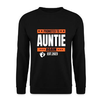 Promoted To Auntie Again est 2023 /AuntieTo Be - Unisex Pullover - Schwarz - Vorne - Alina (178cm) & Michal (187cm)