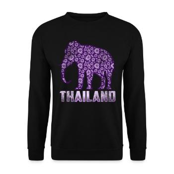 Thailand Bunter Elefant - Unisex Pullover - Schwarz - Vorne - Alina (178cm) & Michal (187cm)
