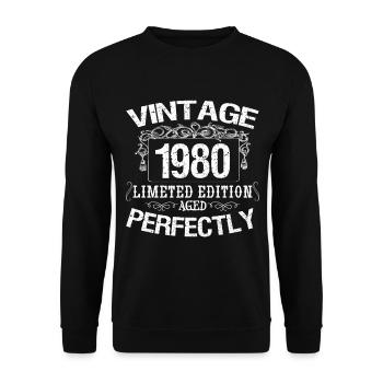 1980 Limited Edition | Jahrgang 1980 perfekt gereift - Unisex Pullover - Schwarz - Vorne - Alina (178cm) & Michal (187cm)