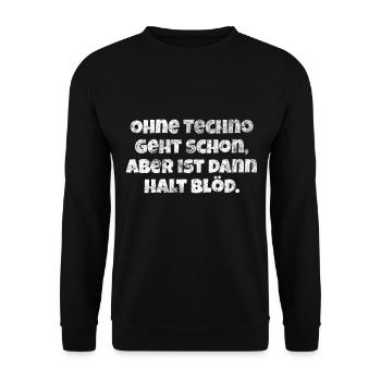 Techno Rave Design elektronische Musik Party 2022 - Unisex Pullover - Schwarz - Vorne - Alina (178cm) & Michal (187cm)