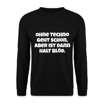 Techno Rave Design elektronische Musik Party 2022 - Unisex Pullover - Schwarz - Vorne - Alina (178cm) & Michal (187cm)