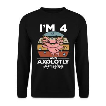 Axolotl I'm 4 And Axolotly Amazing - 4 Birthday Ax - Unisex Pullover - Schwarz - Vorne - Alina (178cm) & Michal (187cm)