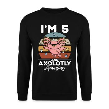 Axolotl I'm 5 And Axolotly Amazing - 5 Birthday - Unisex Sweatshirt - black - Front - Alina (178cm) & Michal (187cm)