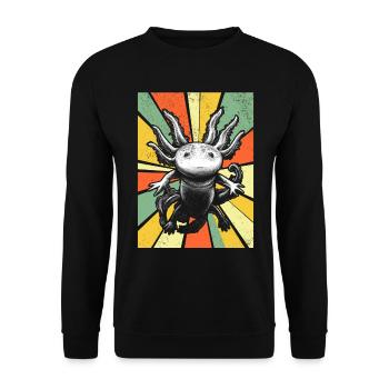 Axolotl Fish Coucher de soleil Axolotl Lover I Retro Axolotl - Sweat-shirt Unisexe - noir - Devant - Alina (178cm) & Michal (187cm)