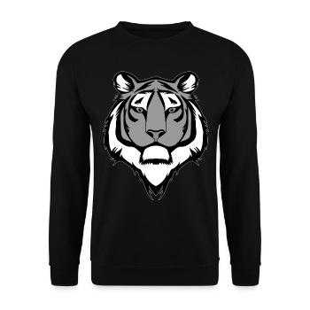 Tiger Kunst Tigerkopf Tiermotiv mit Wildtieren - Unisex Pullover - Schwarz - Vorne - Alina (178cm) & Michal (187cm)