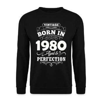 1980 Birthday Party Old Year of Construction - Unisex Sweatshirt - black - Front - Alina (178cm) & Michal (187cm)