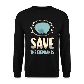 Elephant Gift For Proboscis Africa Wilderness Zoo - Unisex Sweatshirt - black - Front - Alina (178cm) & Michal (187cm)