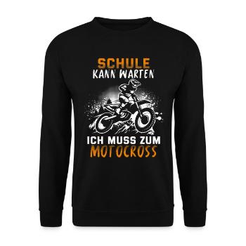 Motocross Geschenk Für Enduro Supermoto Dirt Bike - Unisex Pullover - Schwarz - Vorne - Alina (178cm) & Michal (187cm)