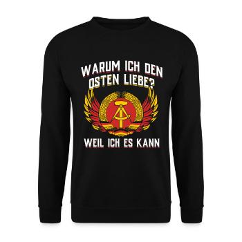 Ostdeutschland Geschenk Osten Ossi DDR Ostalgie - Unisex Pullover - Schwarz - Vorne - Alina (178cm) & Michal (187cm)