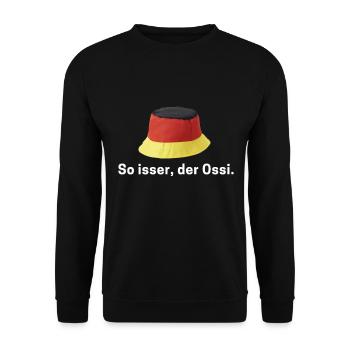 Ossi Geschenk Ostdeutschland NVA Germania Osten - Unisex Pullover - Schwarz - Vorne - Alina (178cm) & Michal (187cm)