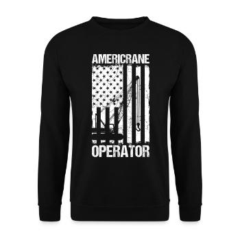 Americrane Crane Operator Usa Flag Engineer Construction - Sweat-shirt Unisexe - noir - Devant - Alina (178cm) & Michal (187cm)