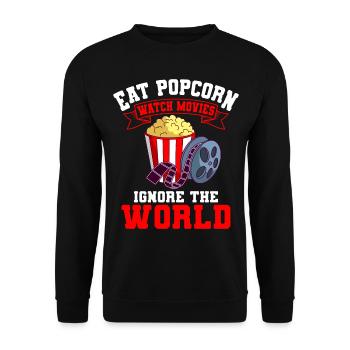 Popcorn Food Movies Watch Series Watch World Ignore - Unisex Sweatshirt - black - Front - Alina (178cm) & Michal (187cm)