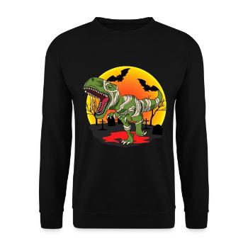 Mummy T-rex Dinosaur Tyrannosaurus Halloween - Unisex Sweatshirt - black - Front - Alina (178cm) & Michal (187cm)
