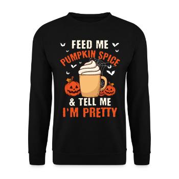 Pumpkin Spice Kaffee Kürbis Herbst Halloween - Unisex Pullover - Schwarz - Vorne - Alina (178cm) & Michal (187cm)