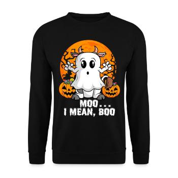 Moo I Mean Boo Ghost Cow Costume Cows Halloween - Unisex Sweatshirt - black - Front - Alina (178cm) & Michal (187cm)