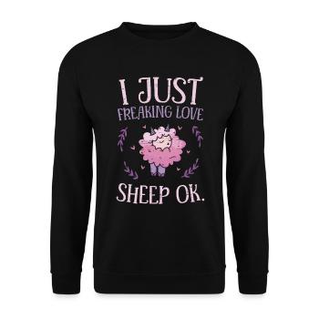 I Just Freaking Love Sheep Ok - Unisex Sweatshirt - black - Front - Alina (178cm) & Michal (187cm)