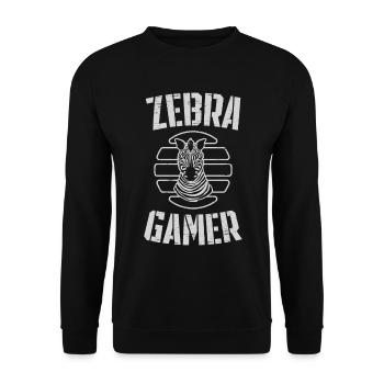 Zebra Gamer Zoo Animal Gaming Jeux vidéo - Sweat-shirt Unisexe - noir - Devant - Alina (178cm) & Michal (187cm)